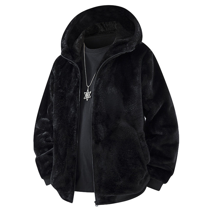 Herren Kapuzen-Fleecejacke im Oversized-Look mit weichem Kunstfellfutter Mune Fashion
