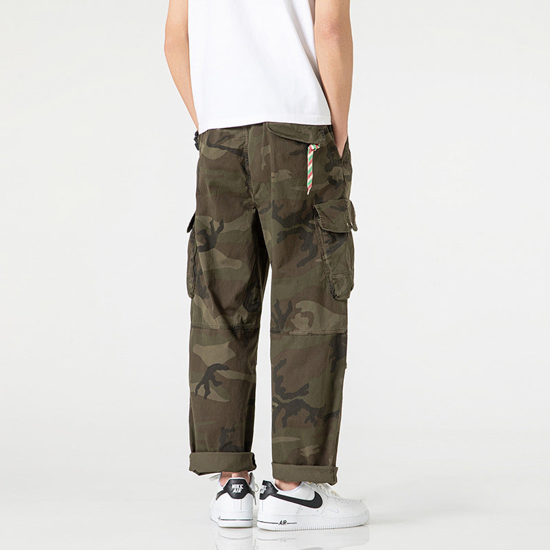 Men's Loose-Fit Cargo Pants in Army Style with Elastic Waistband, Drawstring, and Multifunctional Pockets Mune Fashion