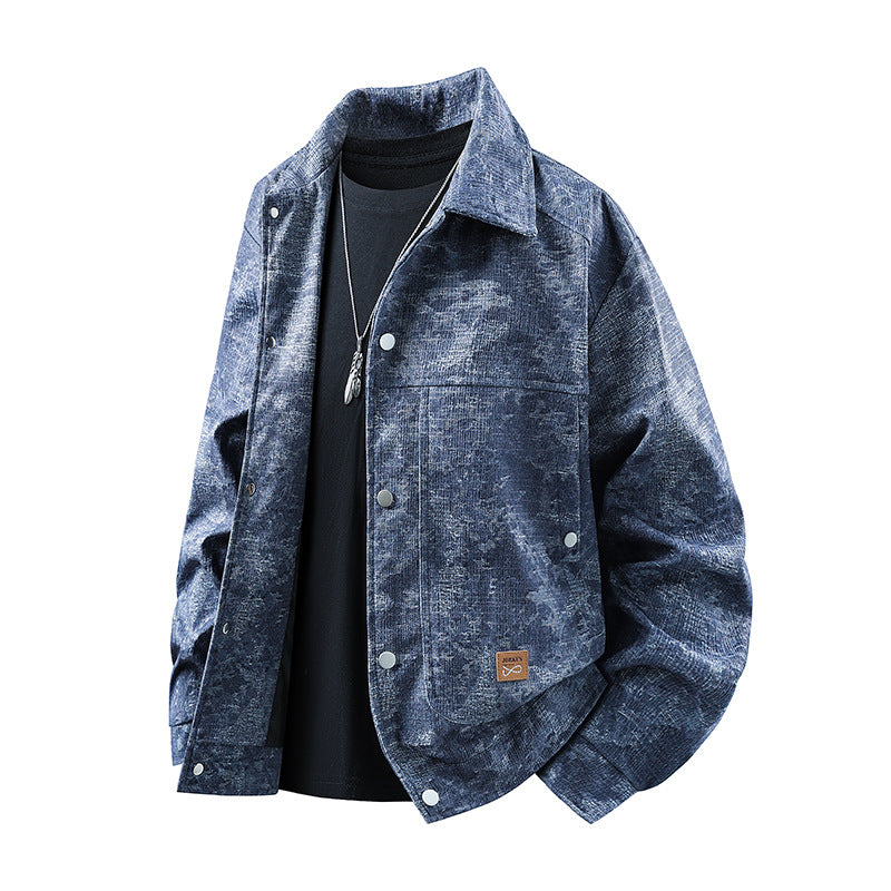 Men's velvety cord overshirt with patch pockets and snap button placket Mune Fashion