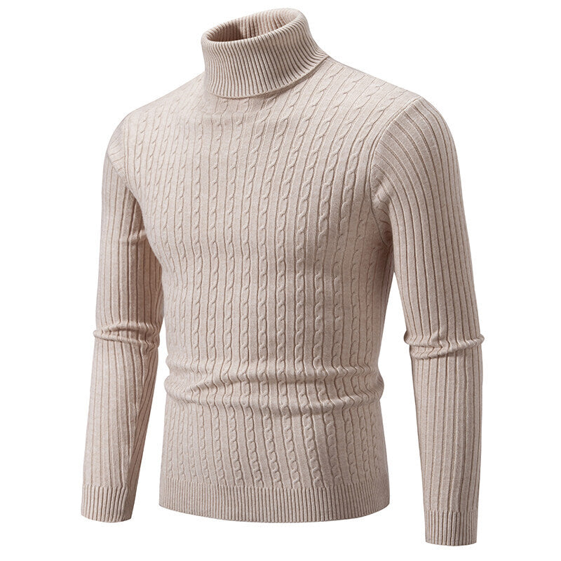 Men's turtleneck sweater with cable knit and slim fit Mune Fashion