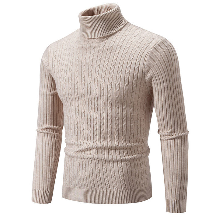 Men's turtleneck sweater with cable knit and slim fit Mune Fashion