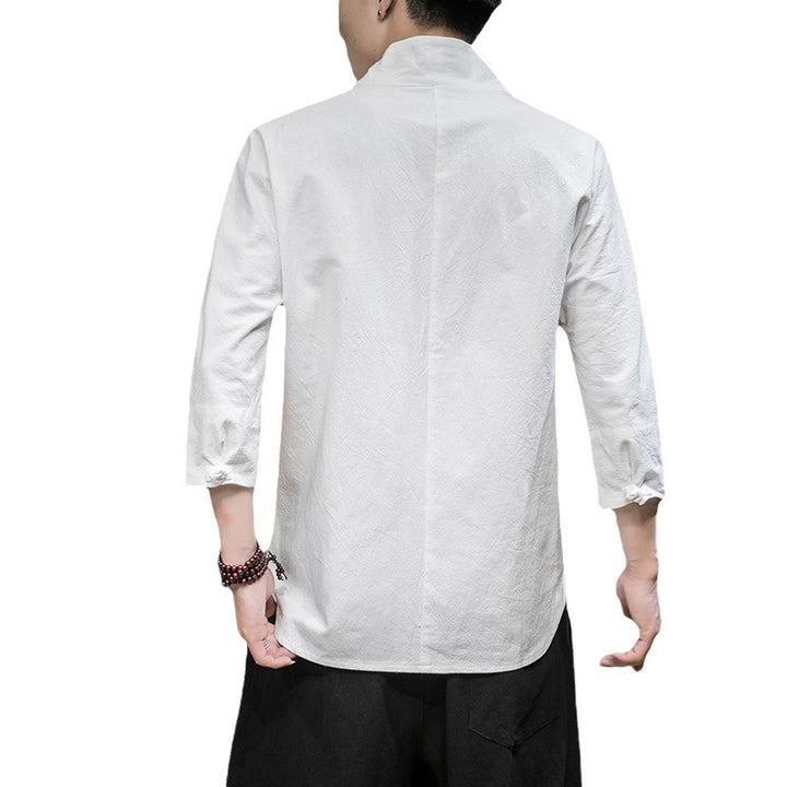 Men's modern cut kimono shirt jacket with V-neck and 3/4 sleeves Mune Fashion