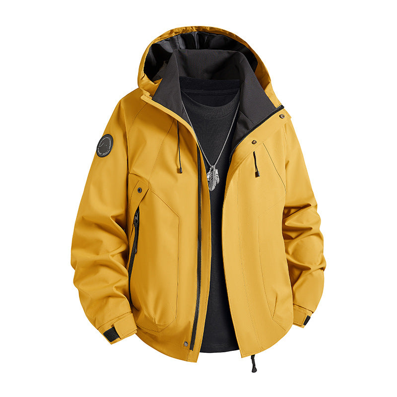 Men's waterproof softshell jacket with hood and fleece lining Mune Fashion