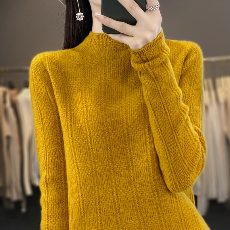 Women's Structured Mockneck Sweater Made of Cashmere-like Wool Blend Mune Fashion