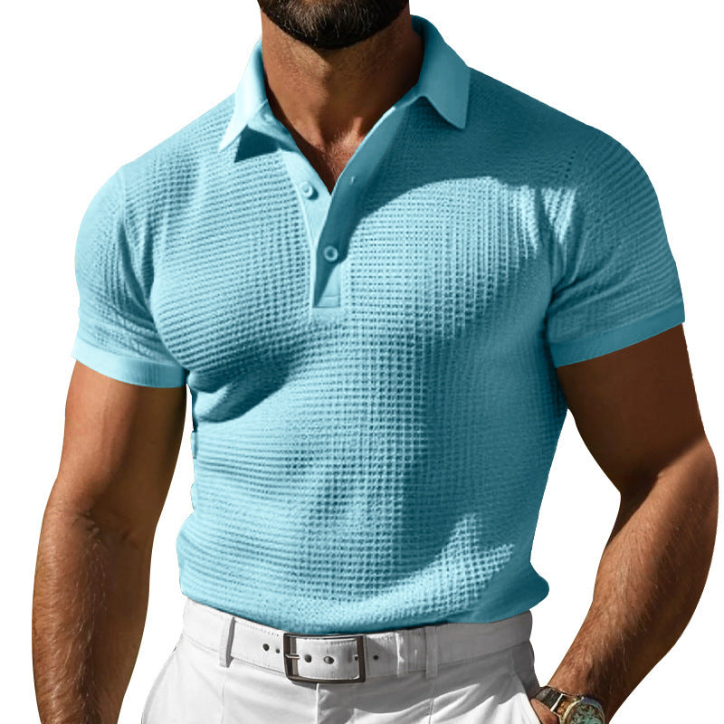 Men's structured polo shirt with waffle piqué and fitted cut Mune Fashion