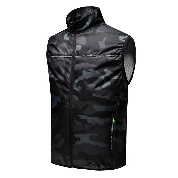Unisex nan ultra-light windproof running vest with stand-up collar and reflective piping Mune Fashion