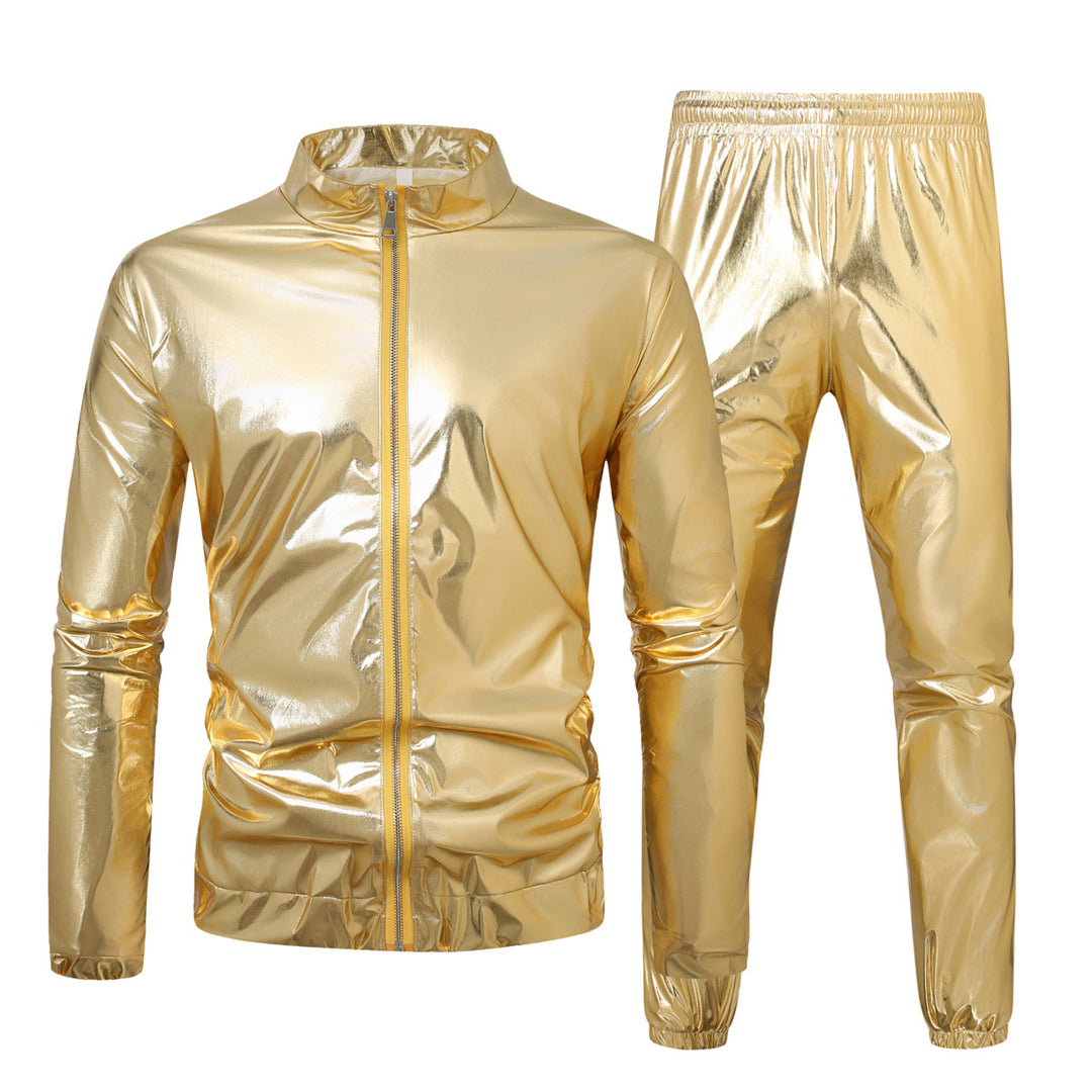 Men's nan bomber jacket with full zip, reflective metallic finish, and elastic cuffs Mune Fashion