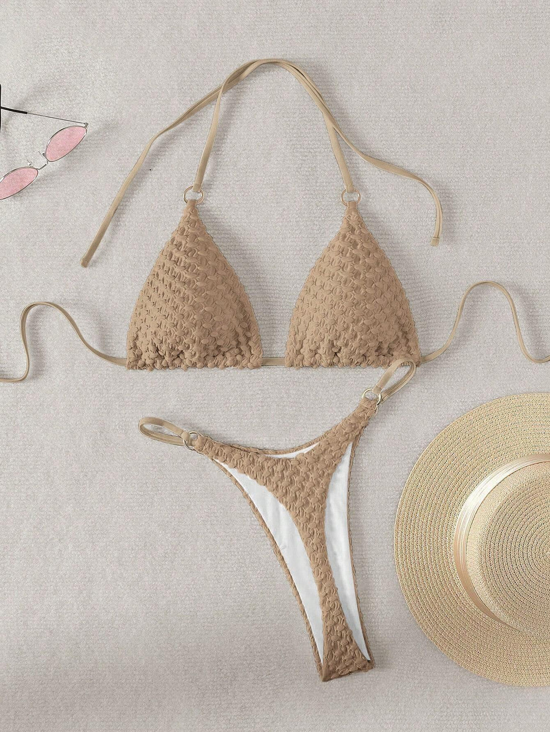 Women's Triangle Bikini with sophisticated texture mix Mune Fashion