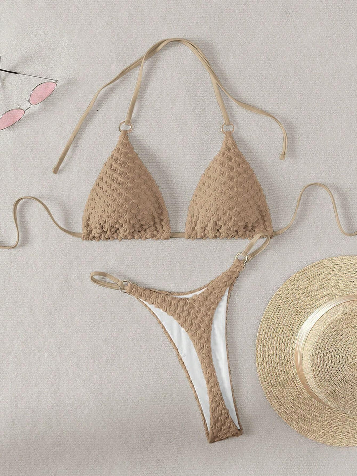 Women's Triangle Bikini with sophisticated texture mix Mune Fashion