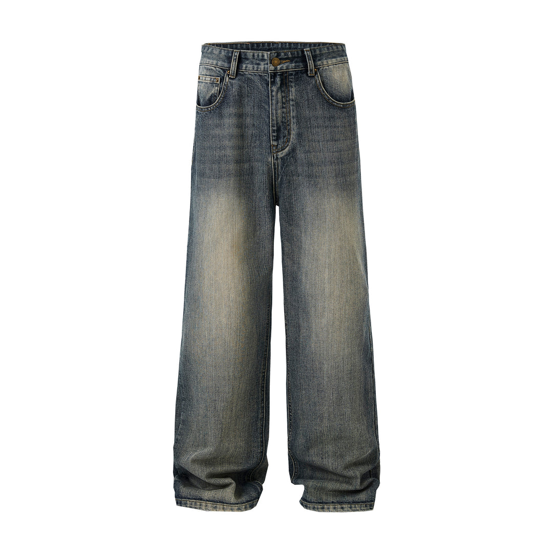 Men's Ultra Wide Stonewashed Baggy Jeans with Drop Crotch and Soft Fade Details Mune Fashion