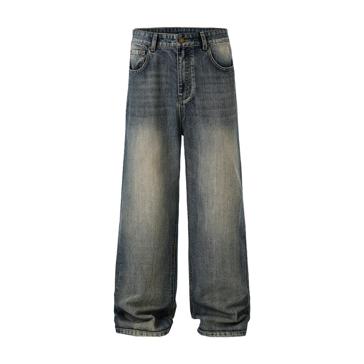 Men's Ultra Wide Stonewashed Baggy Jeans with Drop Crotch and Soft Fade Details Mune Fashion