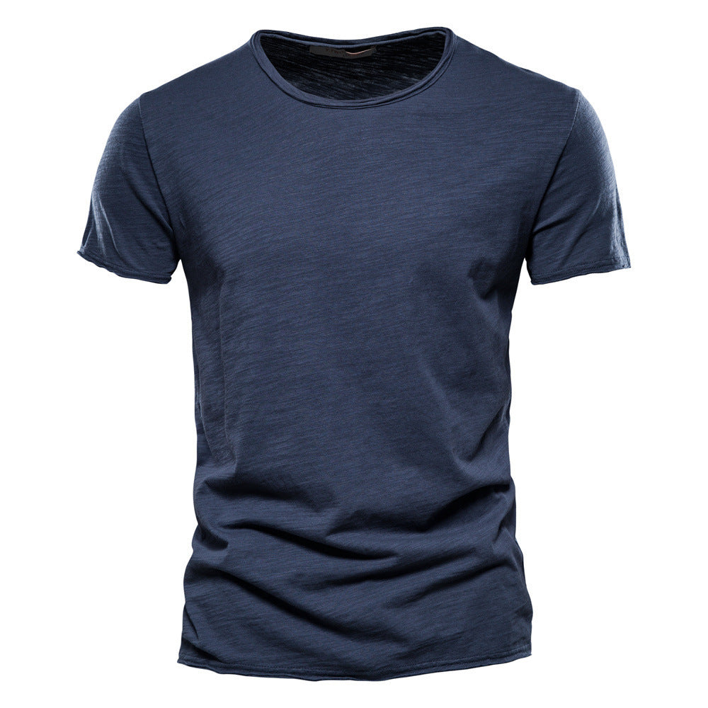Men's lightweight cotton shirt with round neckline and slim fit Mune Fashion