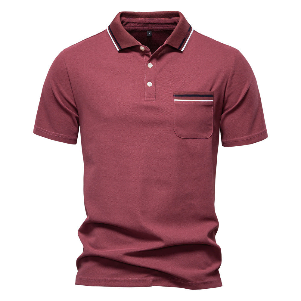 Men's modern polo shirt with patch chest pocket and contrasting trim on the polo collar Mune Fashion