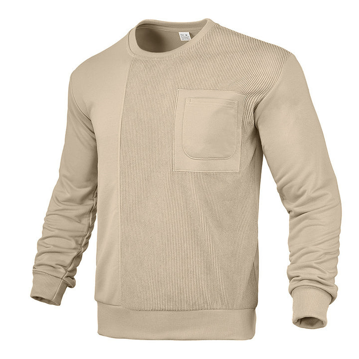 Men's structured round neck sweatshirt with chest pocket and asymmetrical rib panel Mune Fashion