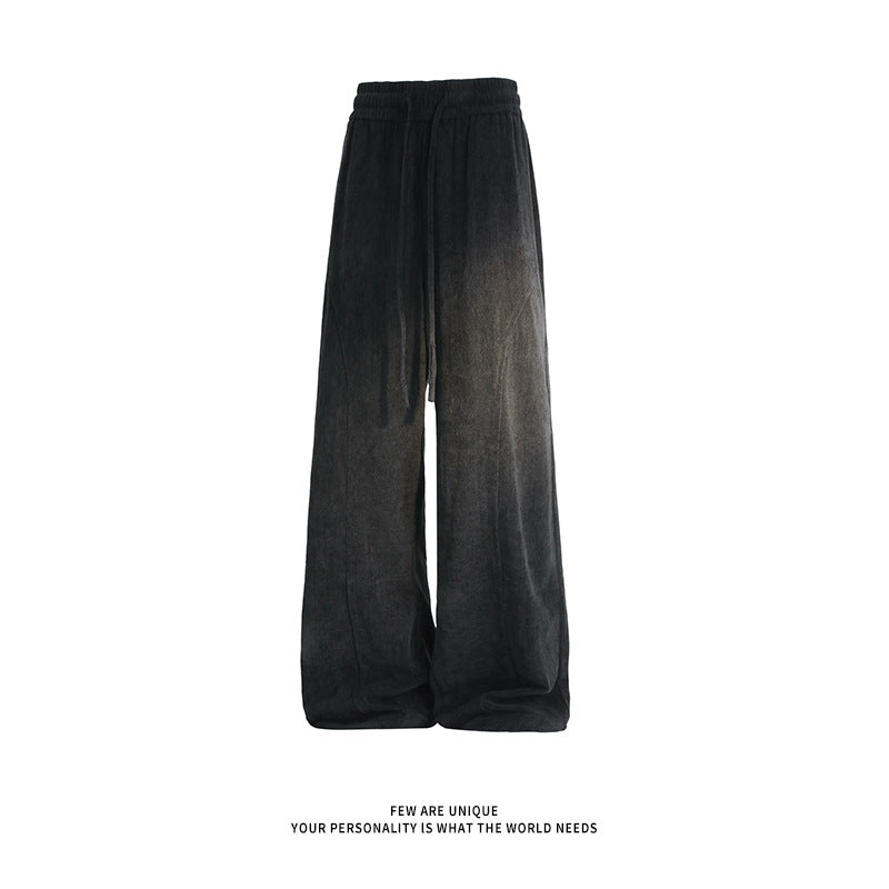 Women's Wide Velour Lounge Pants with High Elastic Waistband and Drawstring Mune Fashion