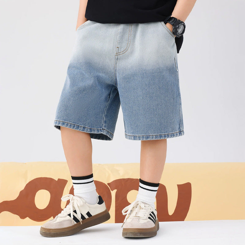 Boys loose denim shorts with trendy color gradient Mune Fashion