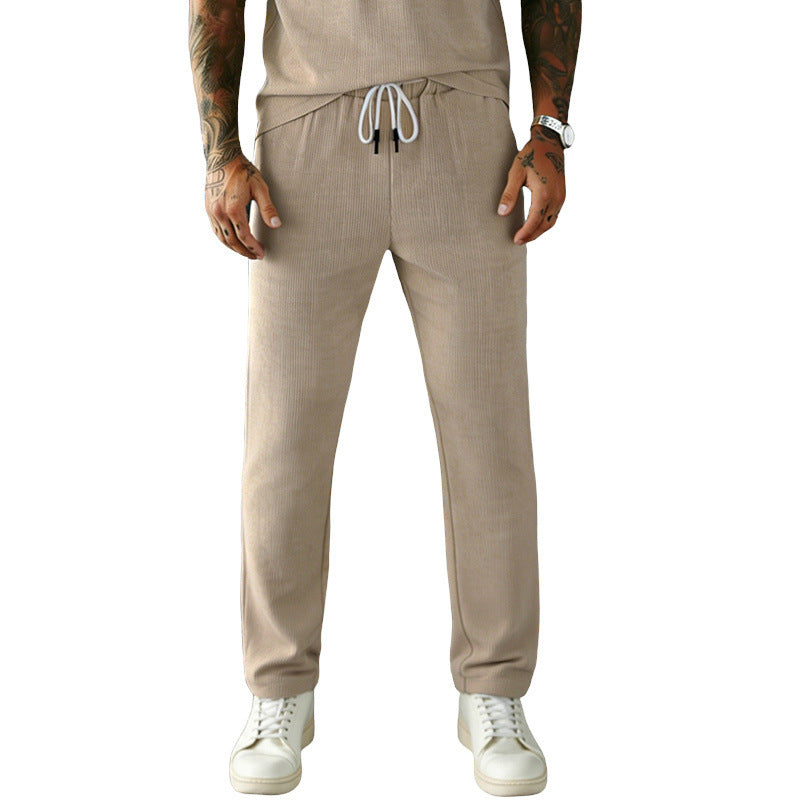 Men's Slim-Fit Jogging Pants with Drawstring, Elastic Waistband, and Side Pockets Mune Fashion