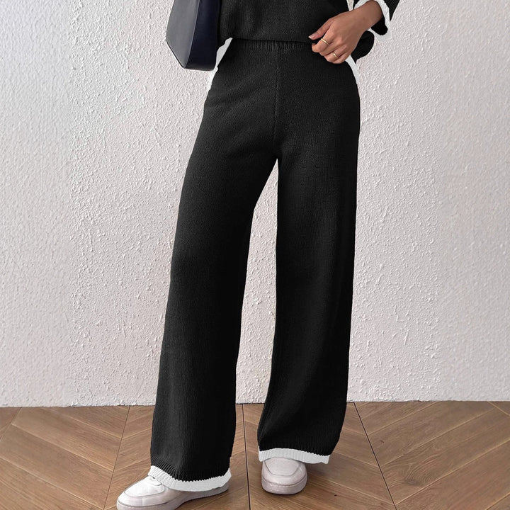 Women's casual knit pants with contrasting cuffs Mune Fashion