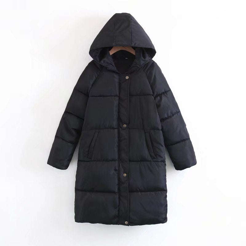 Women Longer quilted hooded coat with padded insulation Mune Fashion