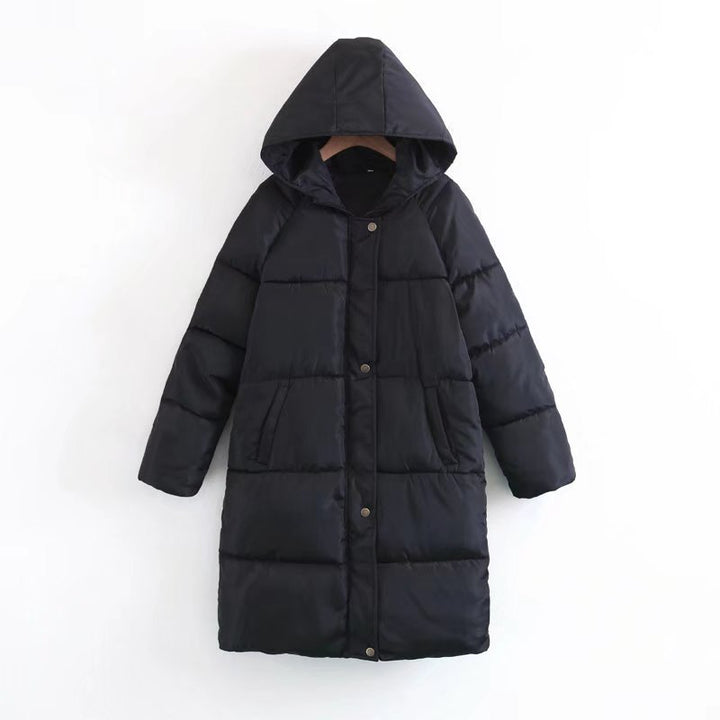 Women Longer quilted hooded coat with padded insulation Mune Fashion
