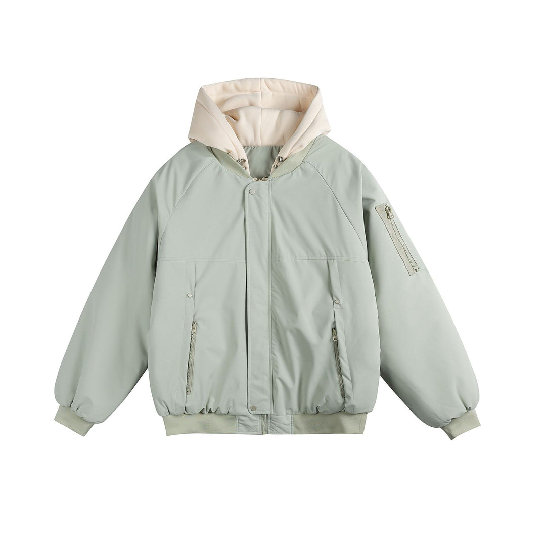 Men's Padded Oversize Bomber Jacket with Contrast Lined Hood and Sleeve Zipper Mune Fashion