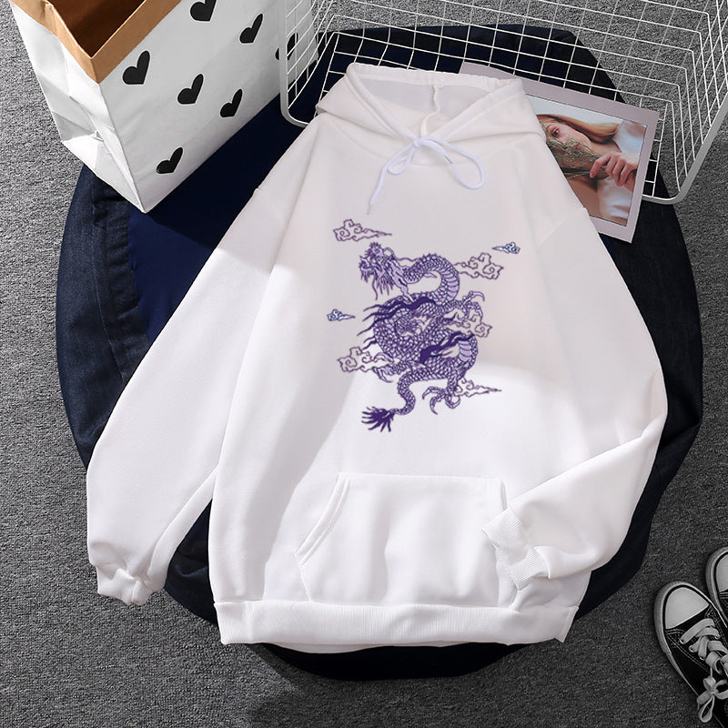 Unisex oversized hoodie with detailed dragon print, brushed fleece lining, and kangaroo pocket Mune Fashion
