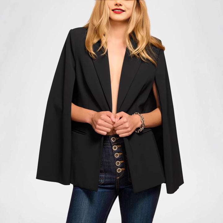 Women's Cape Blazer with Split Sleeves and Tailored Single-Button Closure Mune Fashion