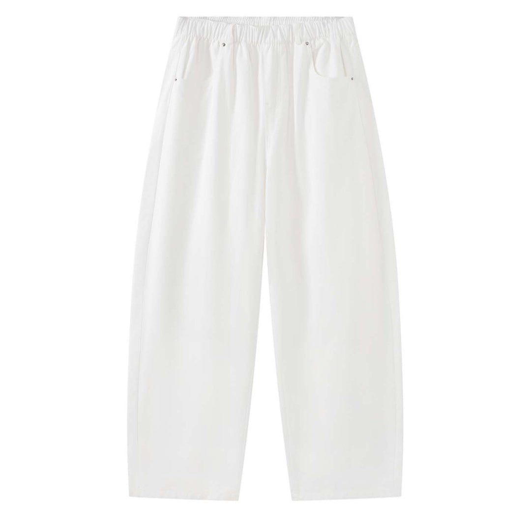 Women's Wide High-Waist Relaxed Pants with Elastic Waistband, Drawstring and Side Pockets Mune Fashion