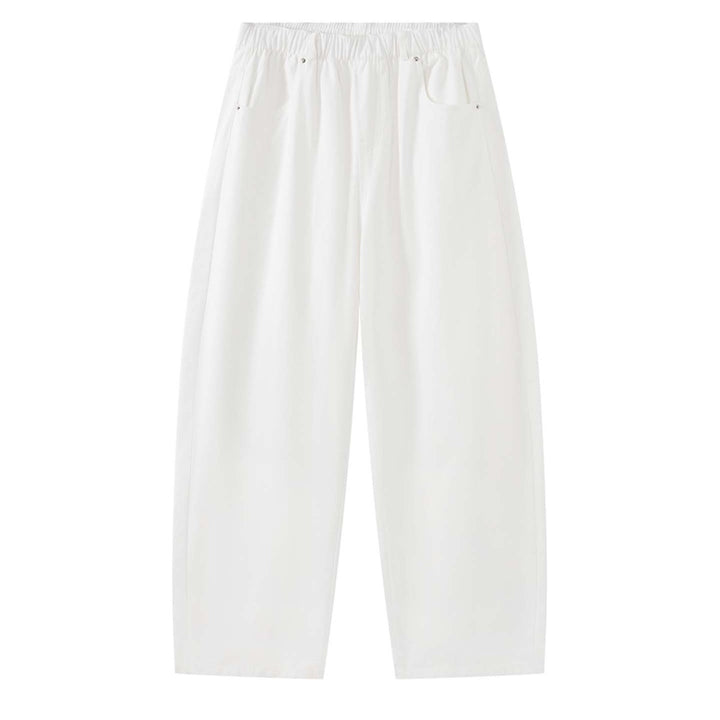 Women's Wide High-Waist Relaxed Pants with Elastic Waistband, Drawstring and Side Pockets Mune Fashion