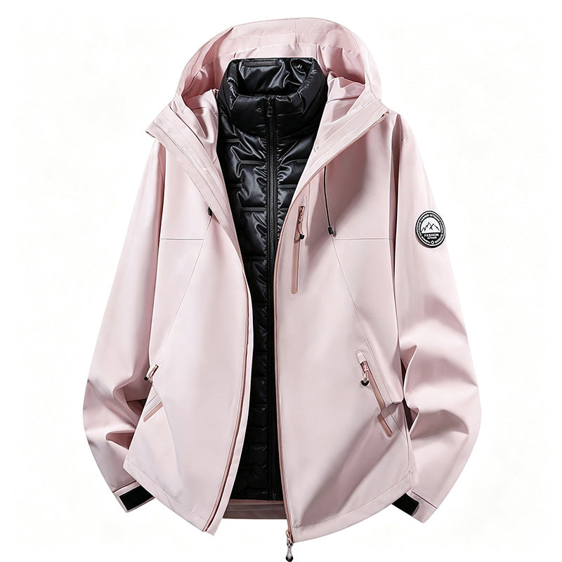 Unisex non-waterproof three-piece softshell jacket with detachable quilted inner jacket and hood Mune Fashion