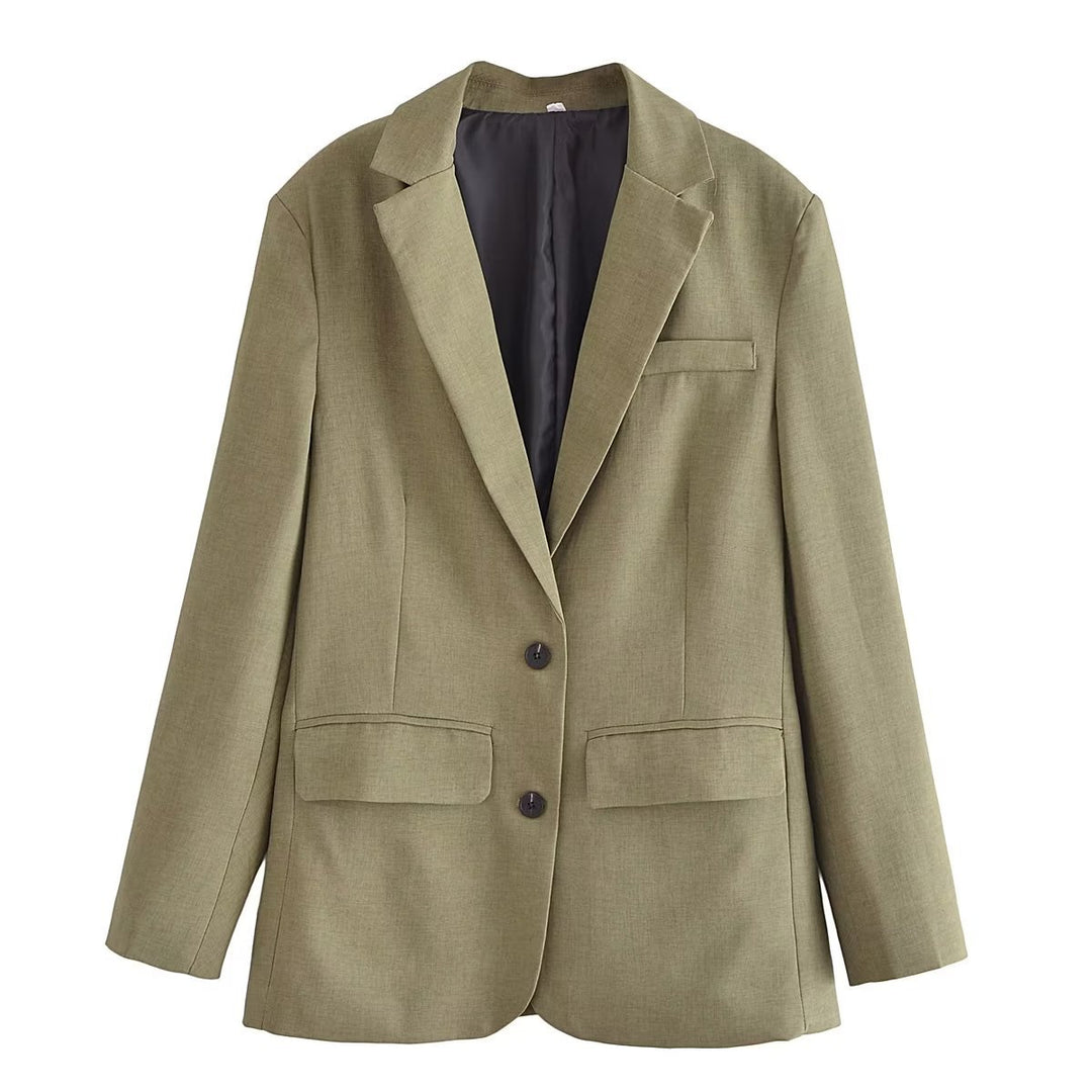 Women nan lighter unstructured long blazer with falling lapel and patch pockets Mune Fashion