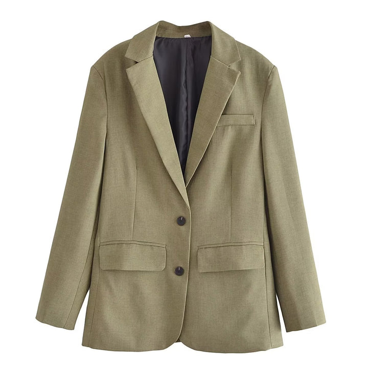 Women nan lighter unstructured long blazer with falling lapel and patch pockets Mune Fashion