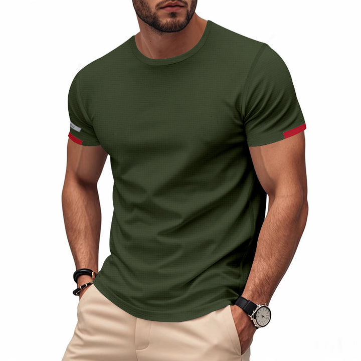 Men's nan athletic short-sleeve cotton jersey T-shirt with round neck and reflective sleeve details Mune Fashion