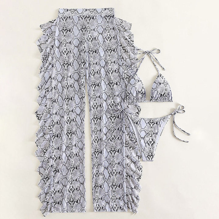Women Triangle Bikini with Asymmetric Ruffling Mune Fashion