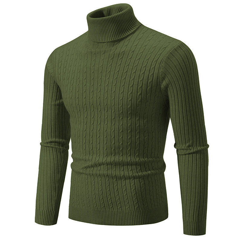Men's turtleneck sweater with cable knit and slim fit Mune Fashion