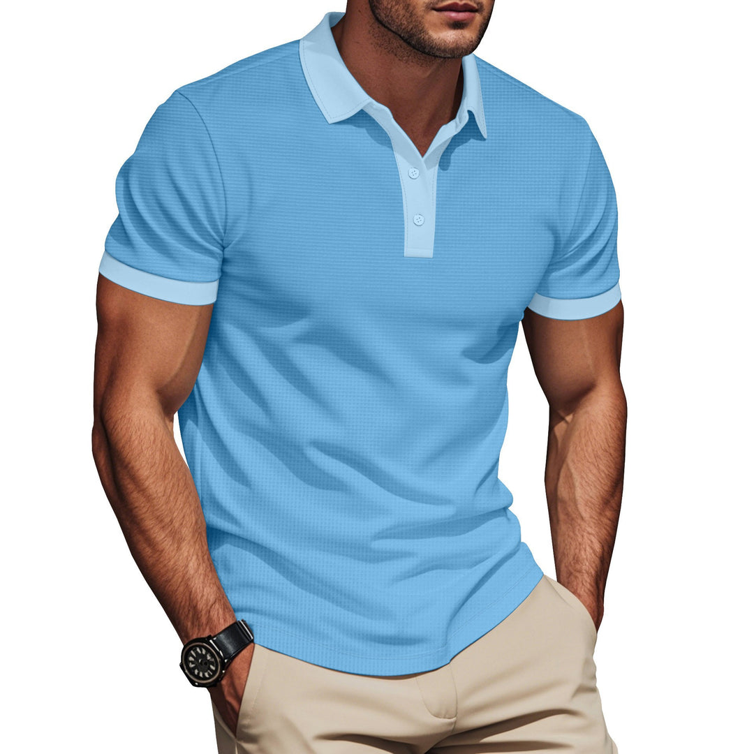 Men's body-hugging polo with micro-rib structure, double-quilted collar, and slim fit Mune Fashion