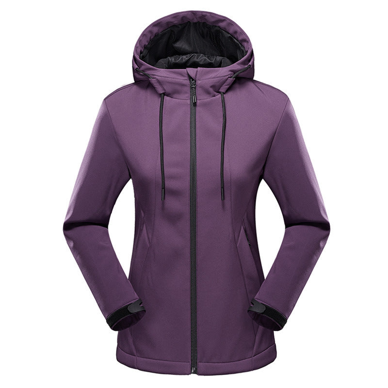 Women Tailored Softshell Jacket with Hood, windproof membrane and concealed zippers Mune Fashion