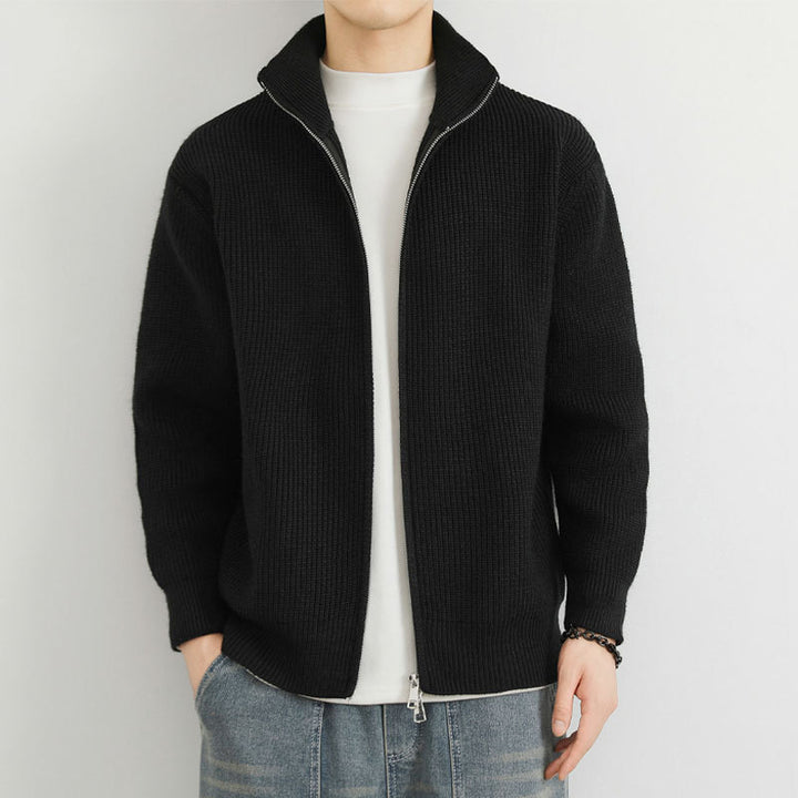 Men's cardigan with stand-up collar and zipper Mune Fashion