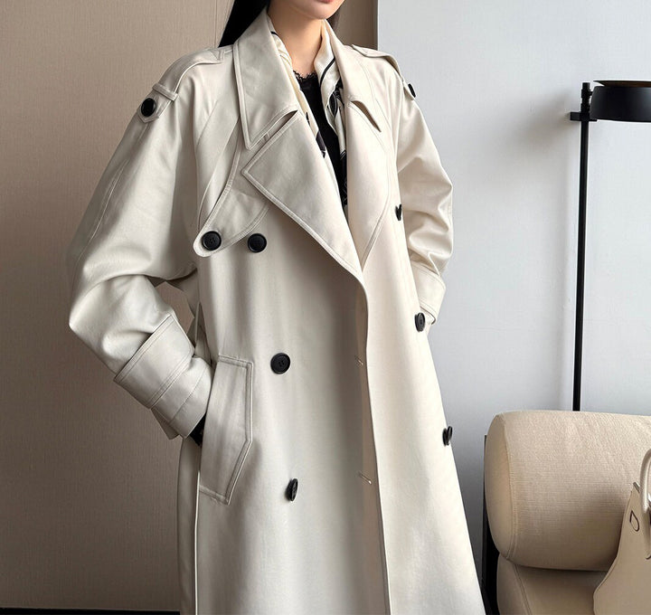 Women's fashionable trench coat with double button placket Mune Fashion
