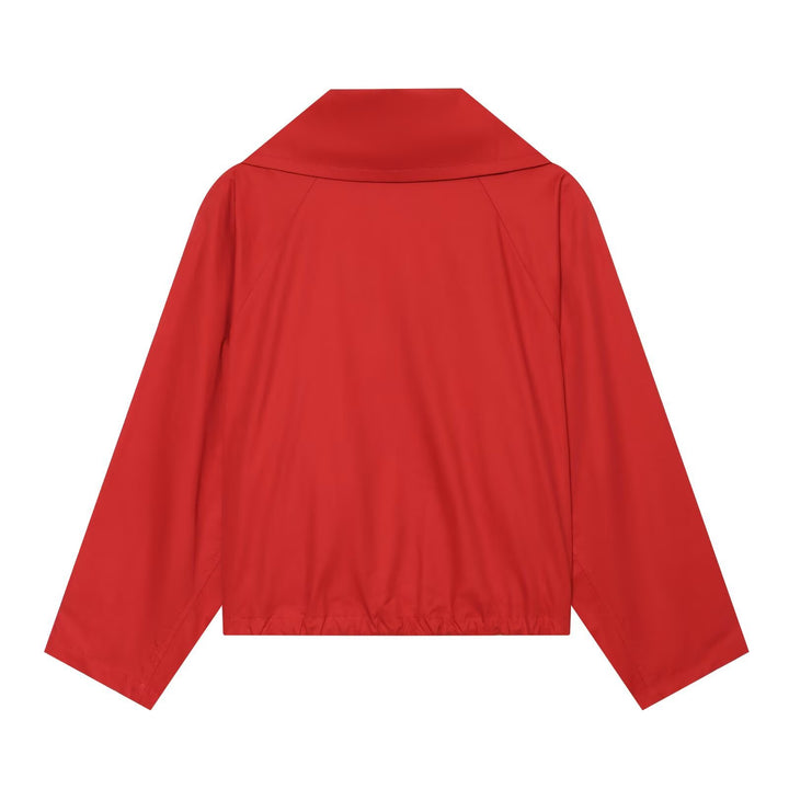 Women's Short Boxy Utility Jacket with Overlapping Collar and Button Detail Mune Fashion