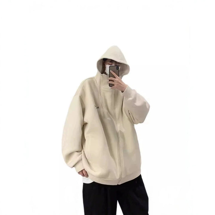 Unisex Oversized Fleece Jacket with High Collar and Zipper Mune Fashion
