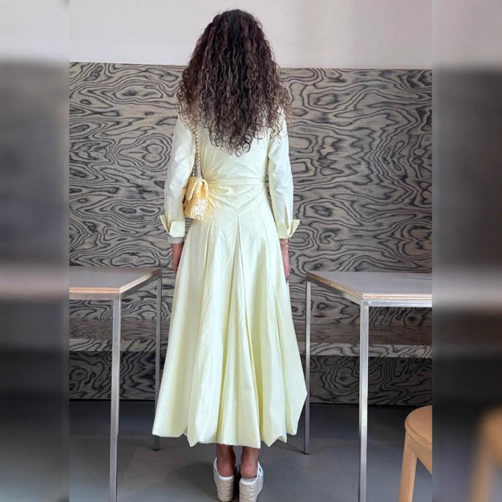 Women's shirt dress with tailored corset fit and wide pleated skirt Mune Fashion