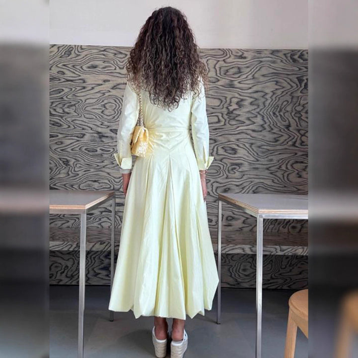 Women's shirt dress with tailored corset fit and wide pleated skirt Mune Fashion