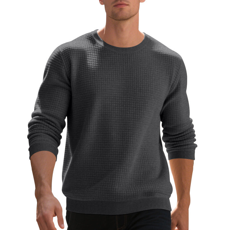 Men's structured knit sweater with waffle texture and round neck Mune Fashion
