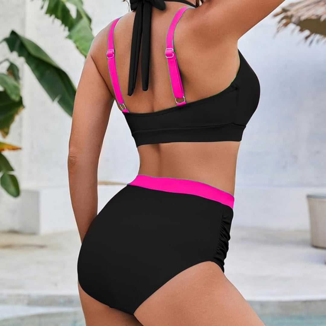 Women Sporty High Waist Bikini Set with Asymmetric Cut Mune Fashion