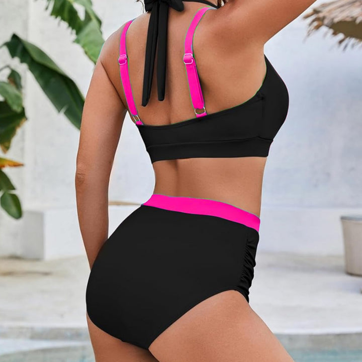 Women Sporty High Waist Bikini Set with Asymmetric Cut Mune Fashion