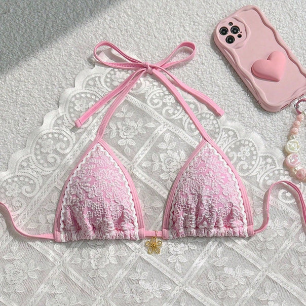 Women's Lace-Trimmed Triangle Bikini Mune Fashion