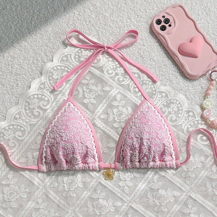 Women's Lace-Trimmed Triangle Bikini Mune Fashion