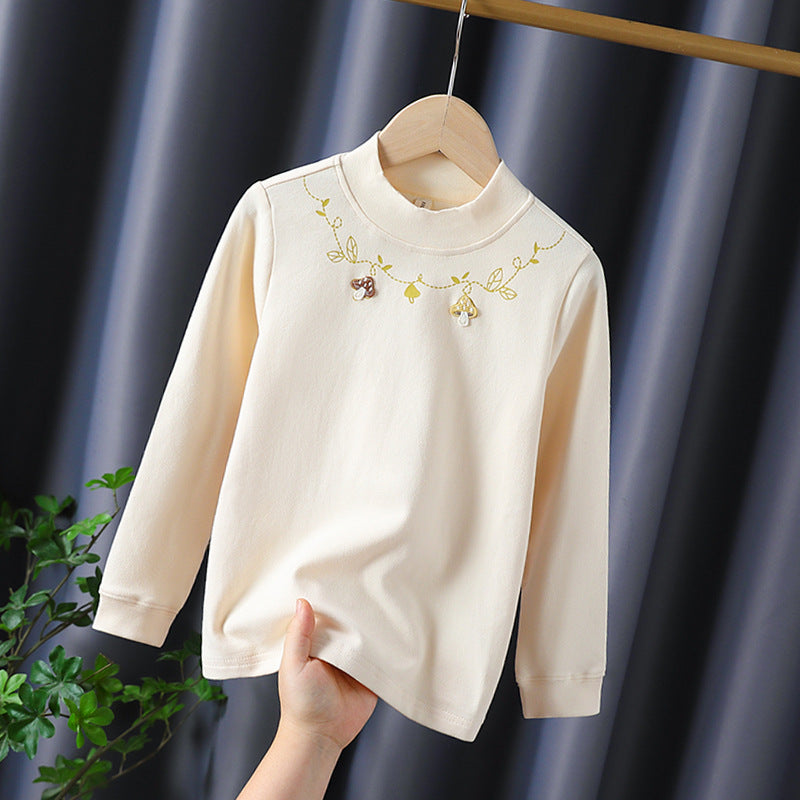 Girl Long Sleeve Shirt with Floral Appliqué Design Mune Fashion