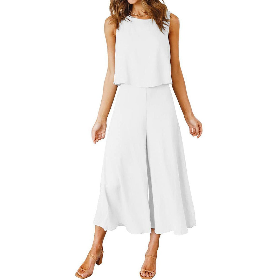 Women Airy Jumpsuit with Flowing Leg and Sleeveless Design Mune Fashion
